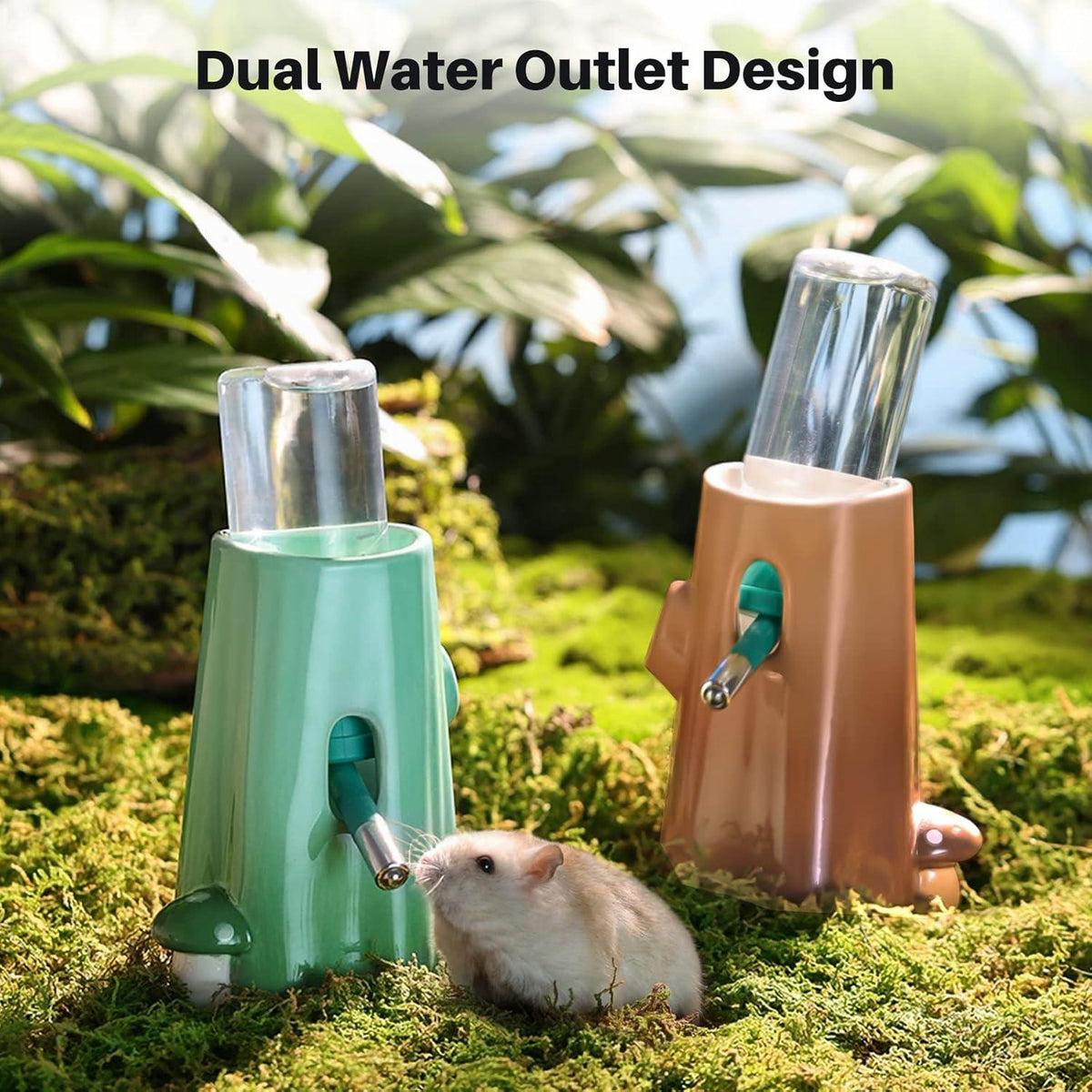 Hamster Trinkflasche mit Ständer, 120 ml Auslaufsicher Brauner Kleintiertränke