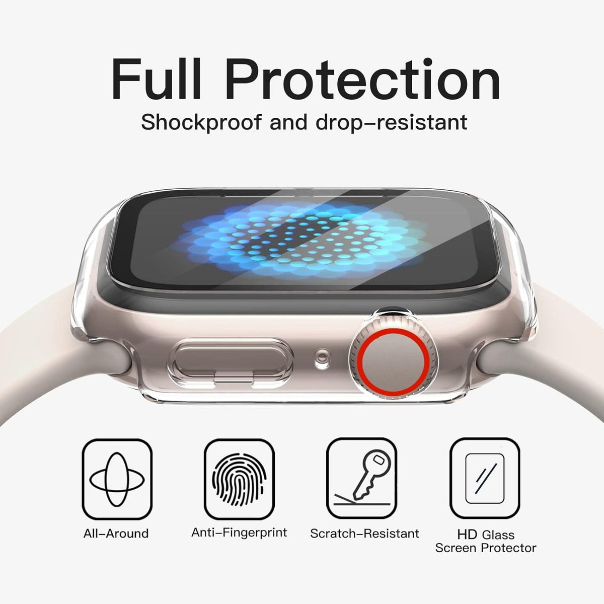 Apple Watch Series 9 8 7 45mm Hülle Schutzhülle Eingebaut Displayschutz