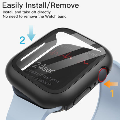 JETech Apple Watch Series 9 8 7 45mm Hülle Gehärtetes Glas Schutzfolie Schwarz