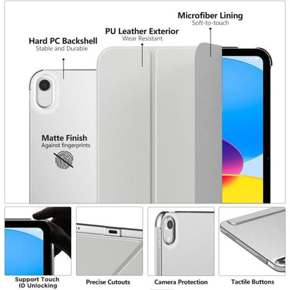 Schlanke iPad Hülle mit Ständer, transparent, Silber