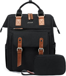 Großer Damen Laptop Schulrucksack wasserdicht Schwarz