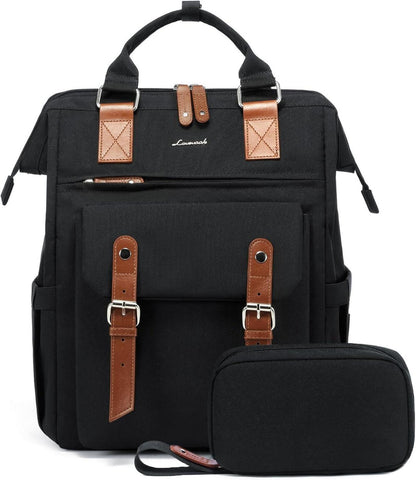 Großer Damen Laptop Schulrucksack wasserdicht Schwarz