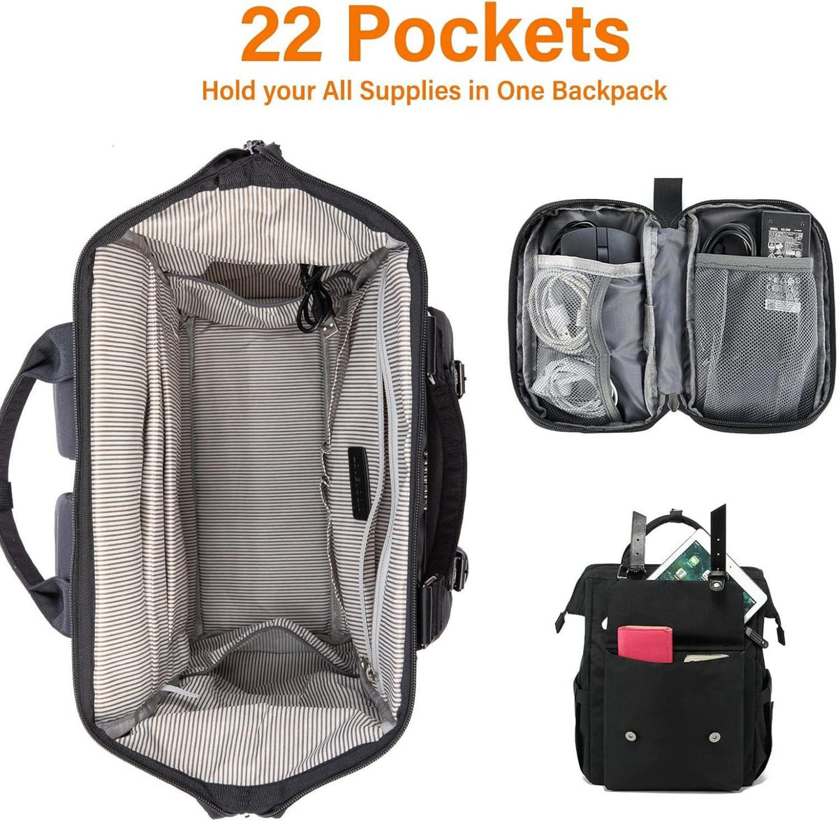 Modern LOVEVOOK Damen Rucksack Schwarz 15,6 Zoll Laptop mit