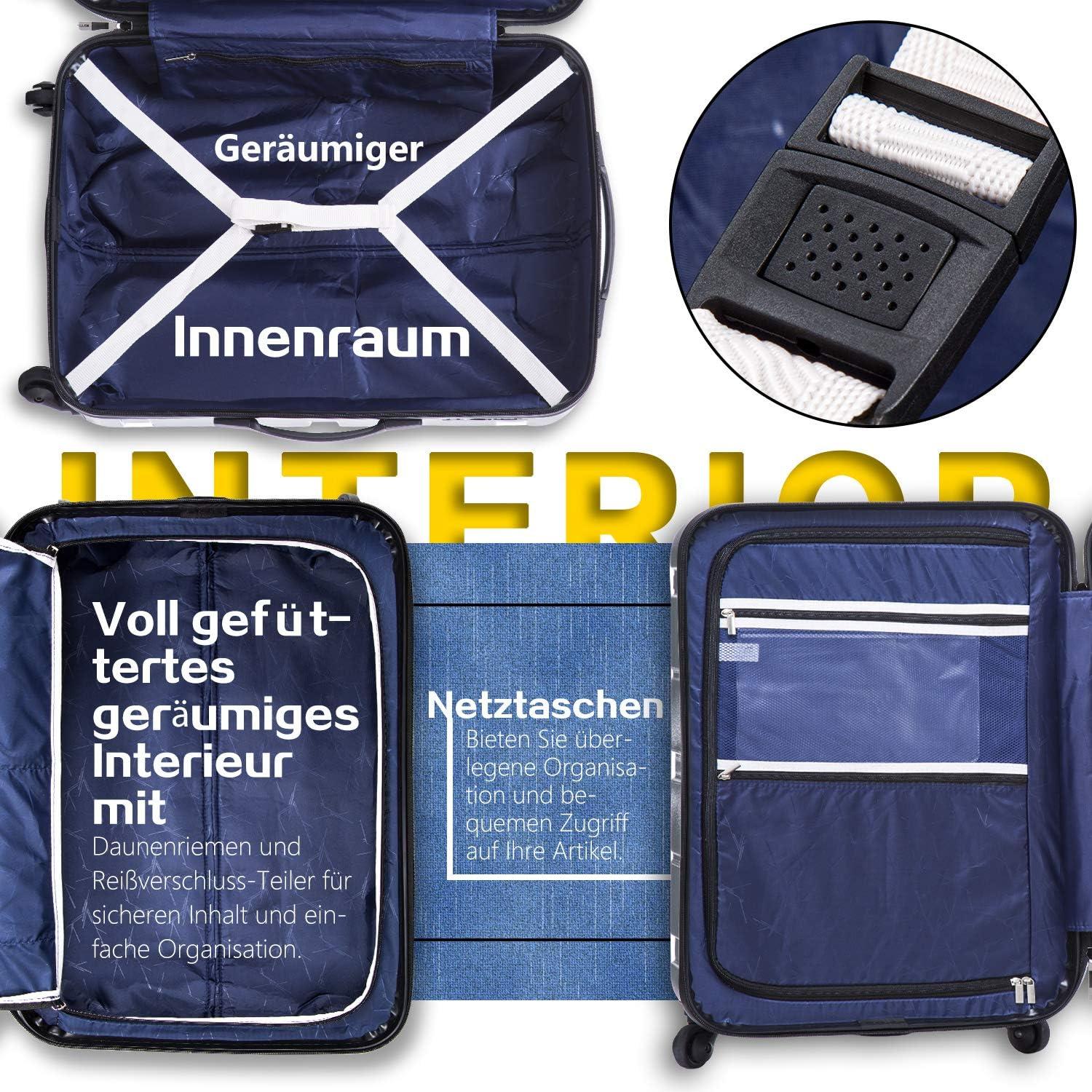 COOLIFE Hartschalen-Koffer Set 3tlg Silber PC Material TSA-Schloss