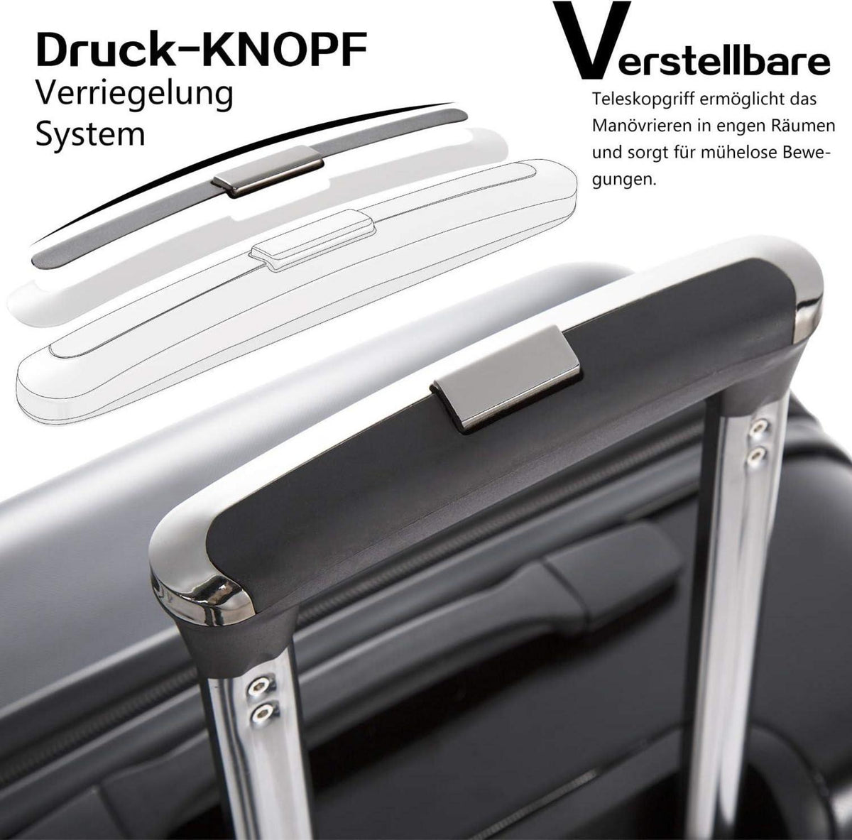 COOLIFE Hartschalen-Koffer PC Material TSA-Schloss Silber Handgepäck