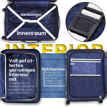 COOLIFE Hartschalen-Koffer Rollkoffer Reisekoffer Metallic Silber TSA 4-Rollen