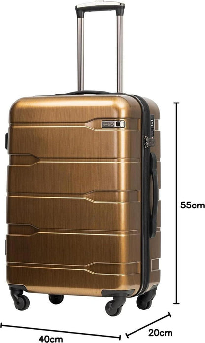 COOLIFE Hartschalen-Koffer Rollkoffer 4 Rollen Gepäck TSA-Schloss Schwarz Gold