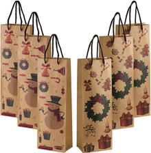 Geschenktüten Weinflaschen Weihnachten 6er Set Kraftpapier