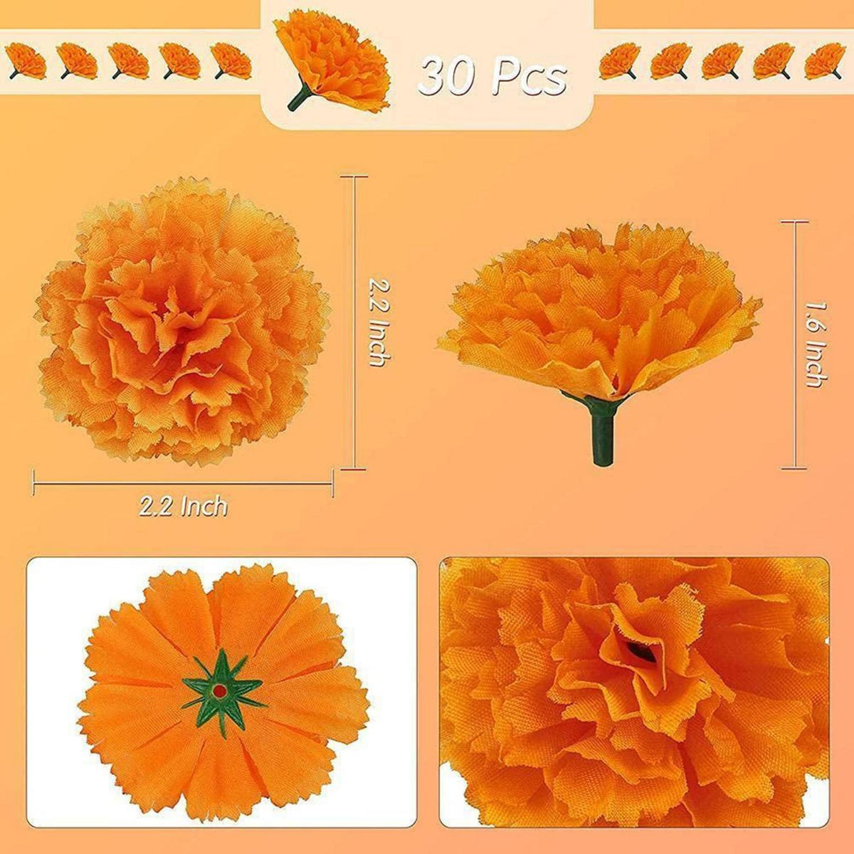30x Künstliche Ringelblumen – Diwali Deko & DIY Blumen