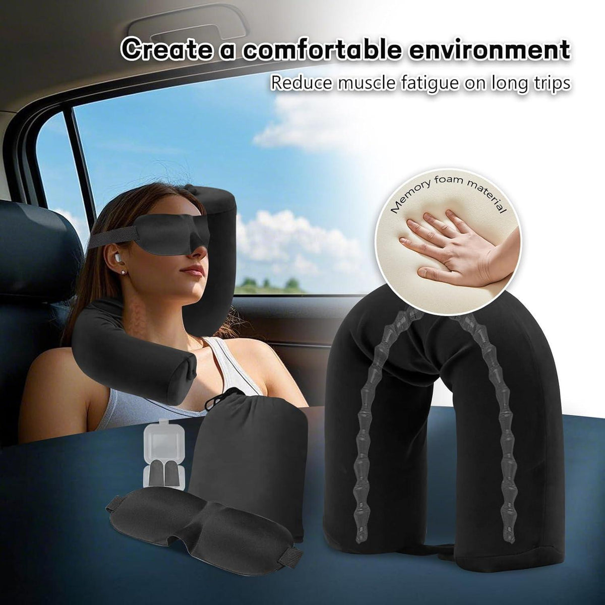 Reisekissen Flugzeug Memory Foam – Flexible Nackenstütze