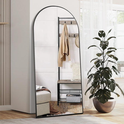 Gewölbter Standspiegel 165x60cm – Voller Länge, Schwarz