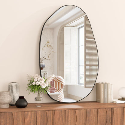 Asymmetrischer Wandspiegel Schwarz – 85x52 cm Modernes Design