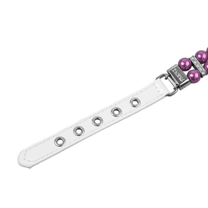 Hundehalsband Perle Violett, Verstellbar M 33cm