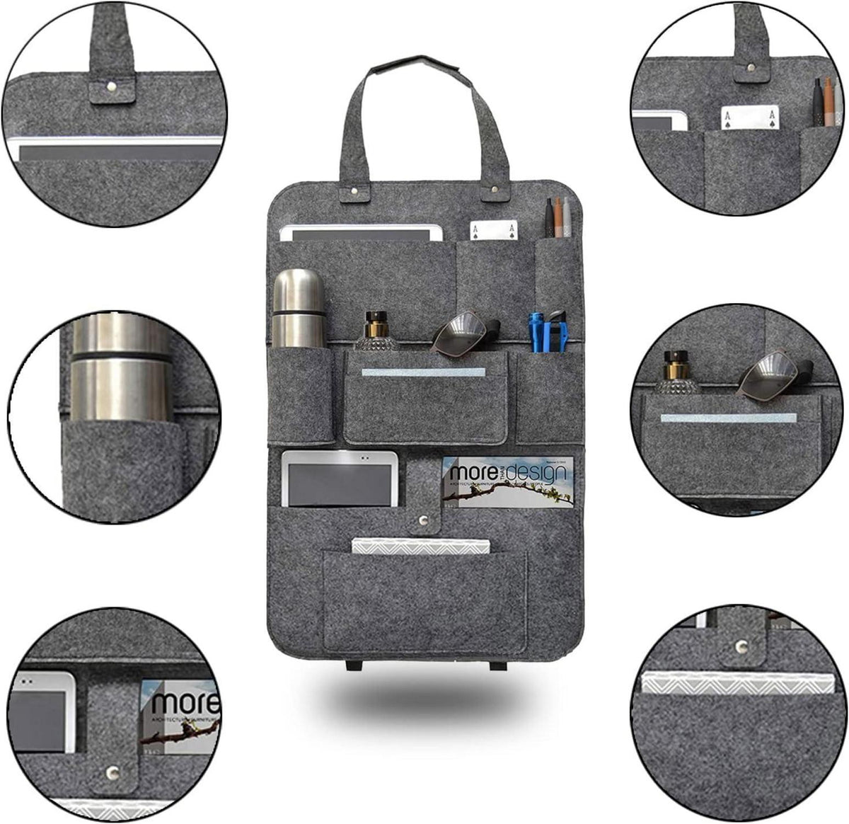 2er Set Filz Autositz Organizer Rücksitztasche Aufbewahrungstasche