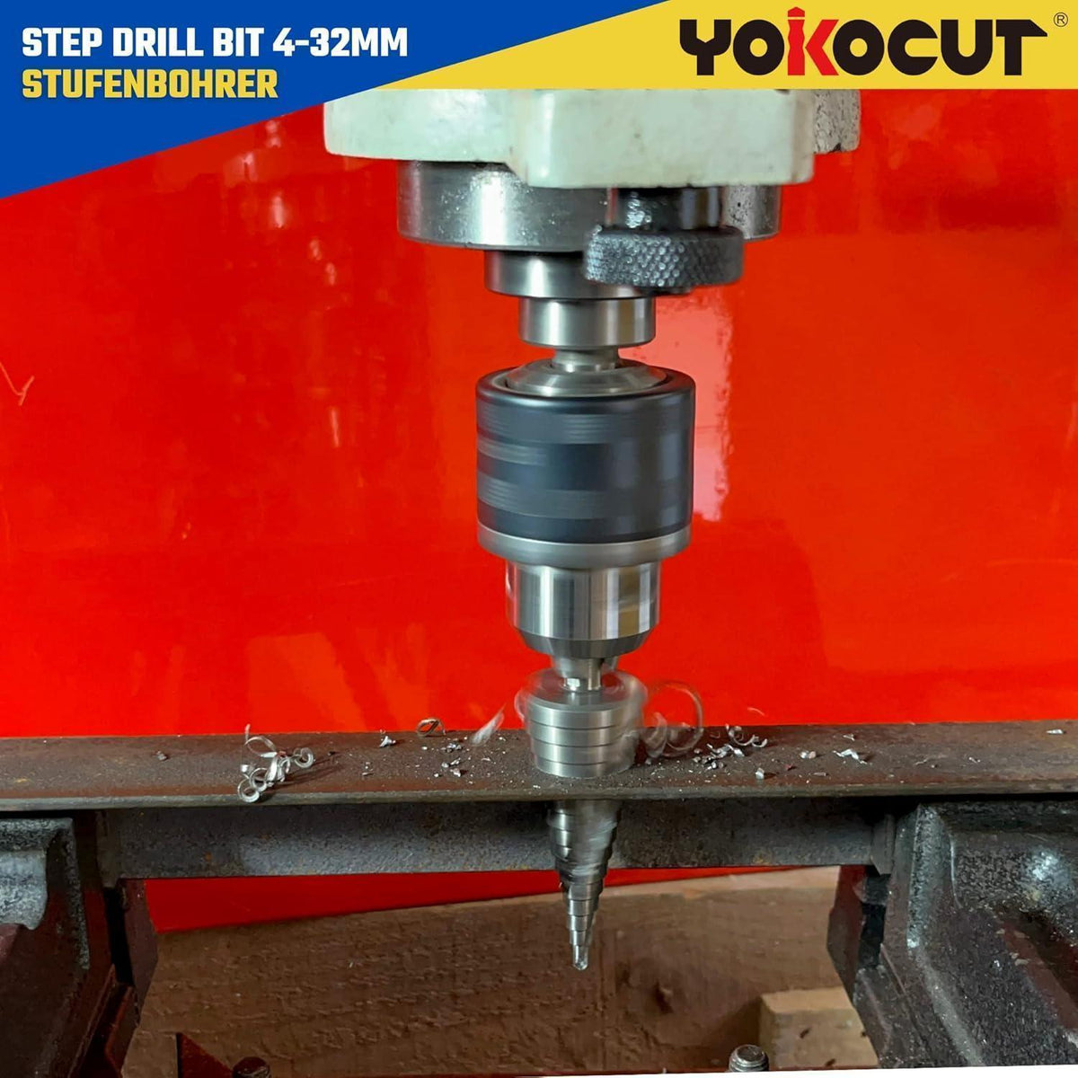 Stufenbohrer HSS 4-32mm 15 Stufen mit Drehzahltabelle