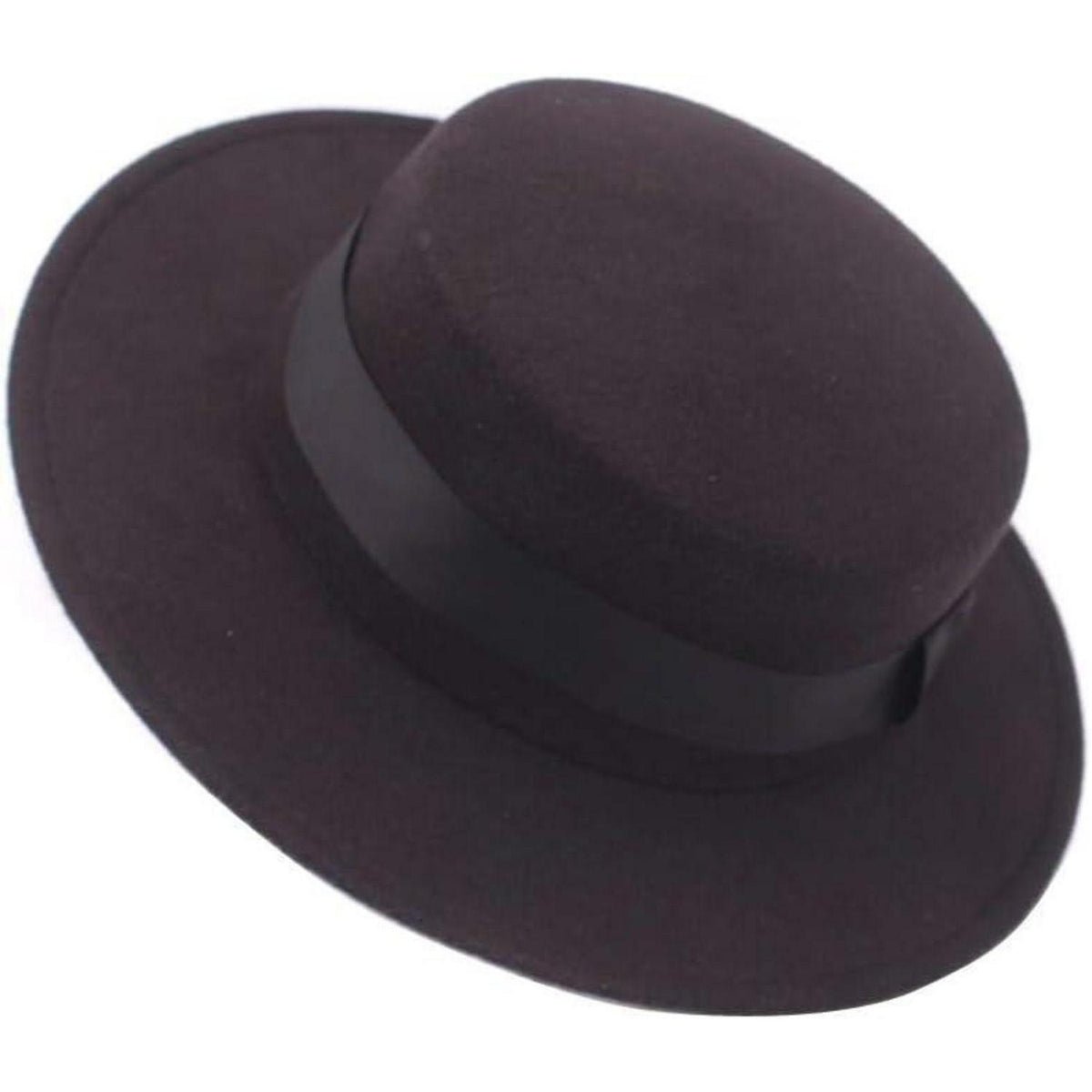 Wollmischung Fedora Hut, Breite Krempe, Schwarz