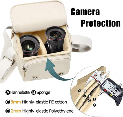 Cwatcun Kameratasche Wasserdicht Vintage SLR-Fototasche Canvas Weiß S