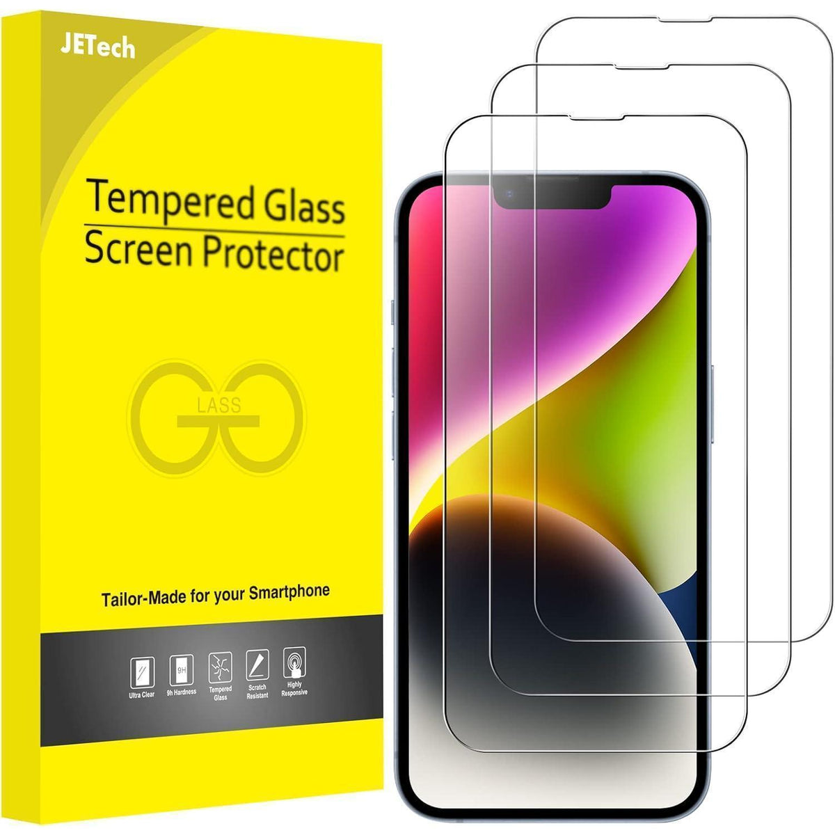 Displayschutzfolie für iPhone 14 Plus 6,7 Zoll, 3 Stück, Hüllenkompatibel