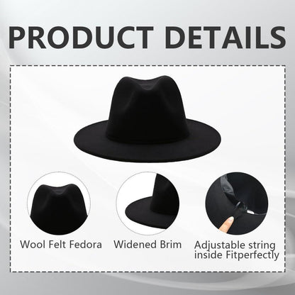 Moderner Fedora Hut aus Wollmischung mit breiter Krempe