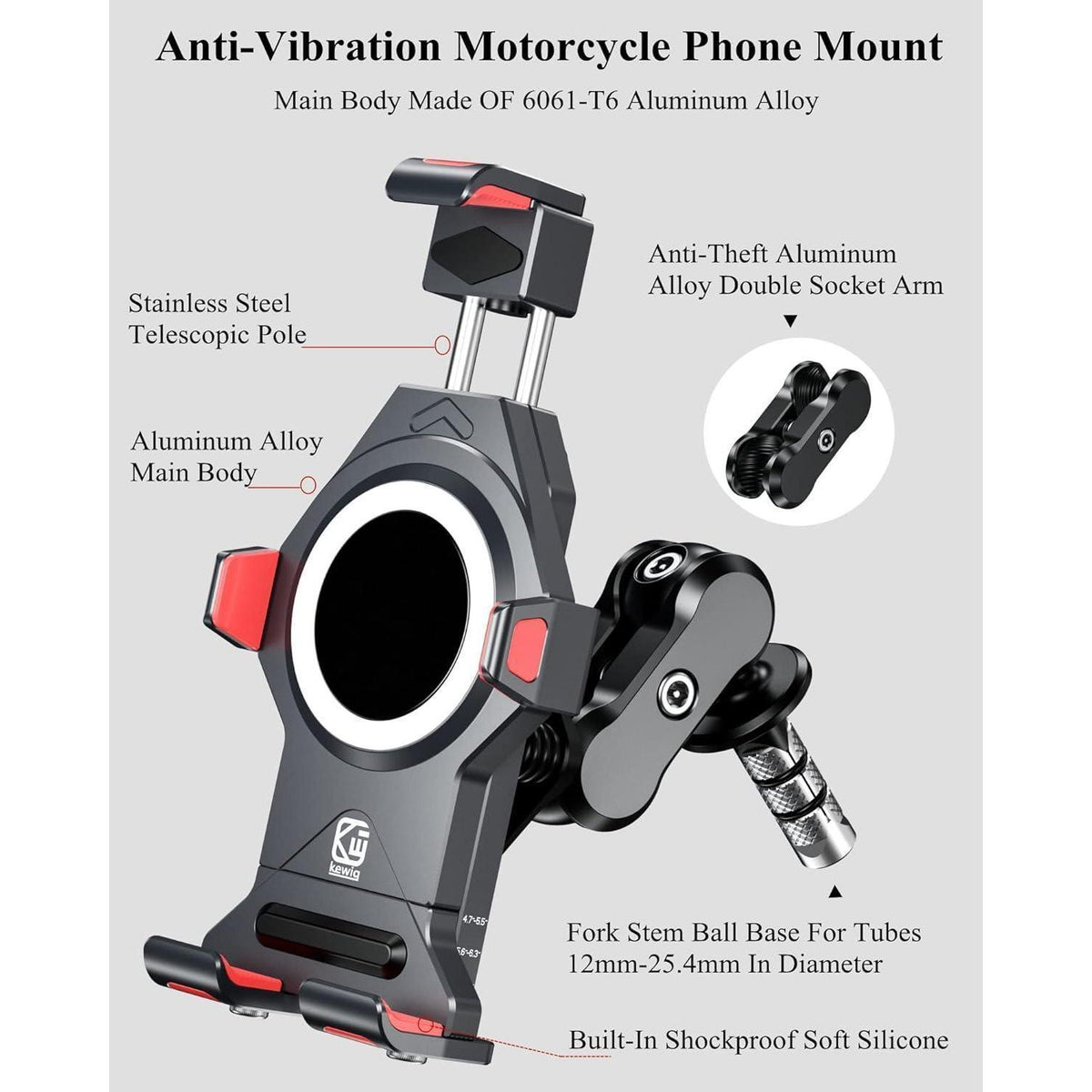 Motorrad Handyhalterung mit Vibrationsdämpfer & Diebstahlschutz