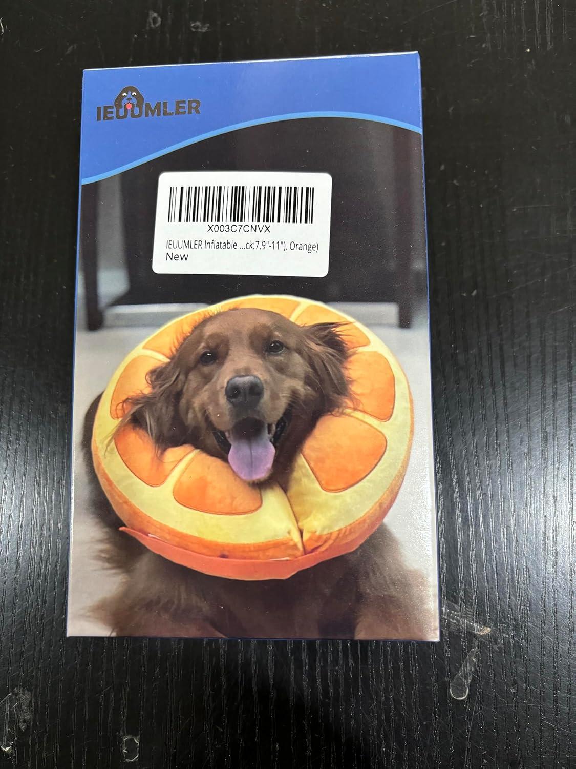 IEUUMLER Aufblasbare Halskrause Hund Leckschutz Verhindert Beißen Kratzen EU004 M Orange
