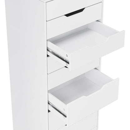 Weiße Kommode mit 9 Schubladen – Schmaler Schubladenschrank