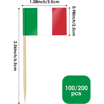 Italien Zahnstocher Flaggen – 200 Stück für EM, WM & Party