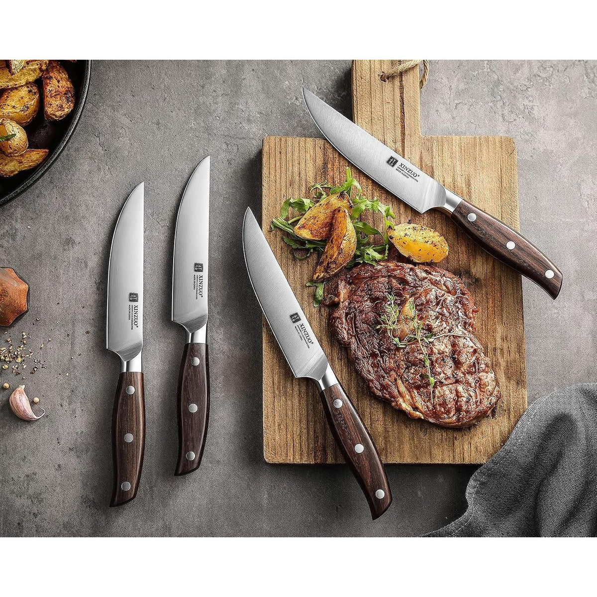 Steakmesser Set 4-teilig Edelstahl 1.4116 | Scharfes Besteck für Zuhause