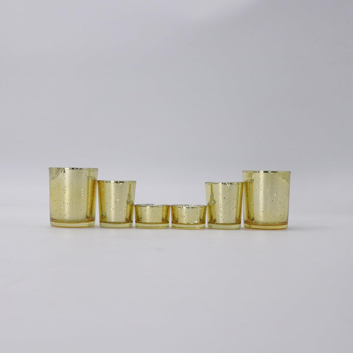 Teelichthalter Glas Gold vintage 6er Set für Weihnachten Hochzeit Schwimmkerzen
