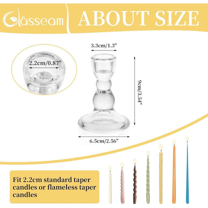 10x Glas Kerzenständer für Stabkerzen, modern & transparent