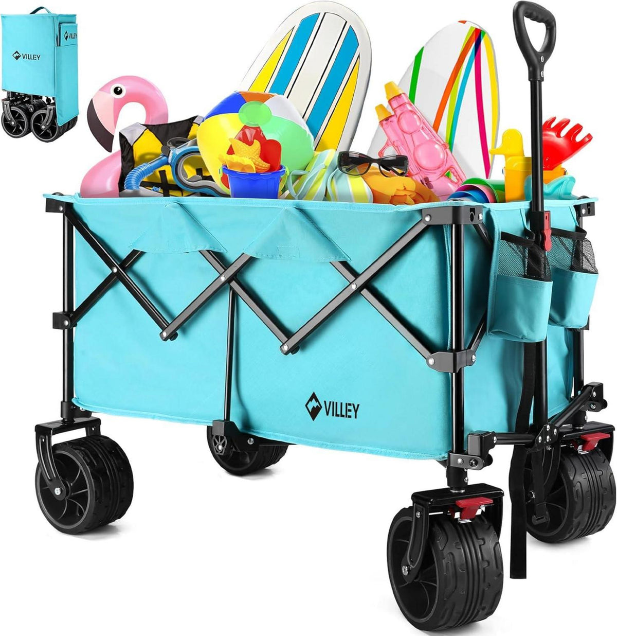 Faltbarer Bollerwagen mit großen Rädern & 102 kg Tragkraft