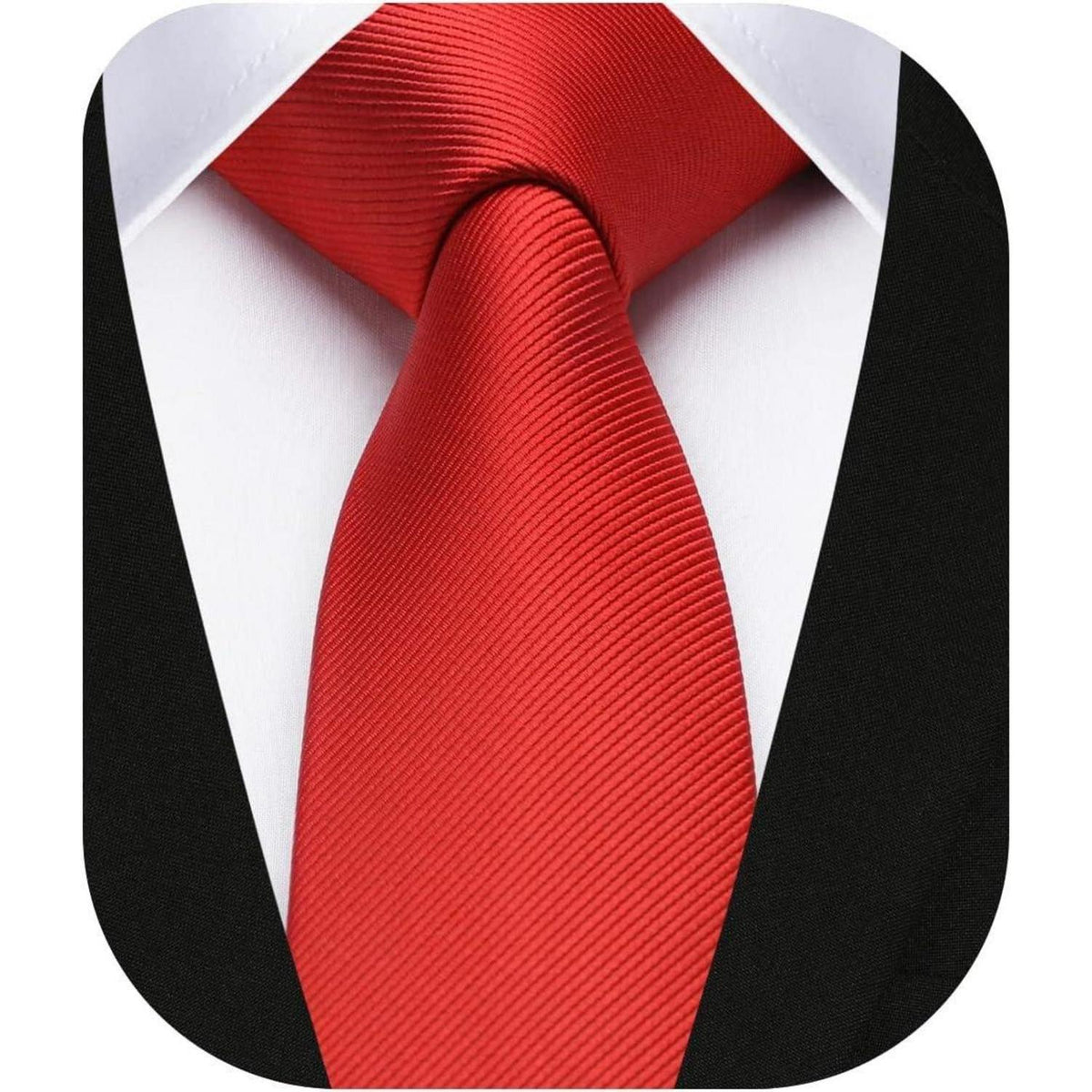 Herren Krawatte Seide Schmal Einfarbig 6cm Rot
