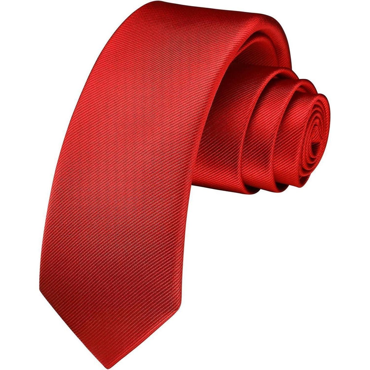 Herren Krawatte Seide Schmal Einfarbig 6cm Rot