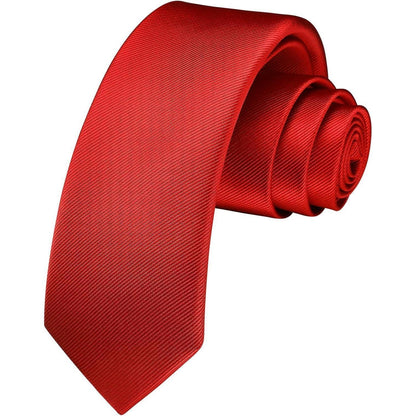 Herren Krawatte Seide Schmal Einfarbig 6cm Rot