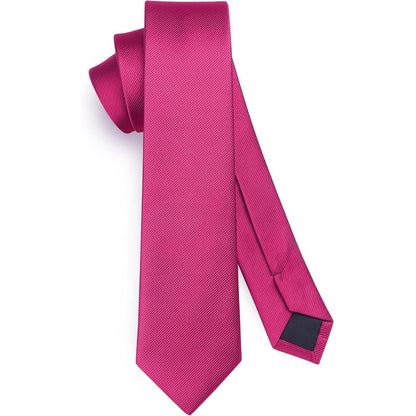 Herren Krawatte Seide Schmal Einfarbig Dunkelrosa 6cm