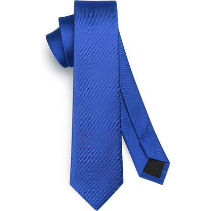 Herren Krawatte Seide Schmal Einfarbig 6cm Blau