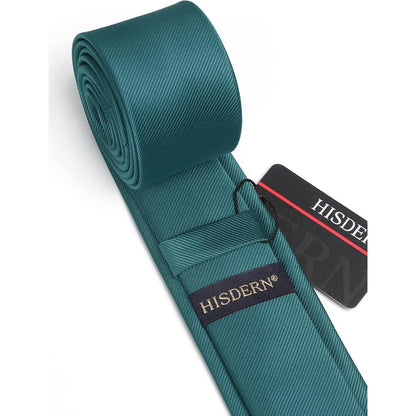 Herren Krawatte Seide Schmal 6cm Blaugrün