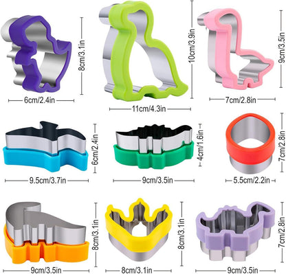 Dino Keksausstecher Set groß 9 Stück Edelstahl DIY Fondant
