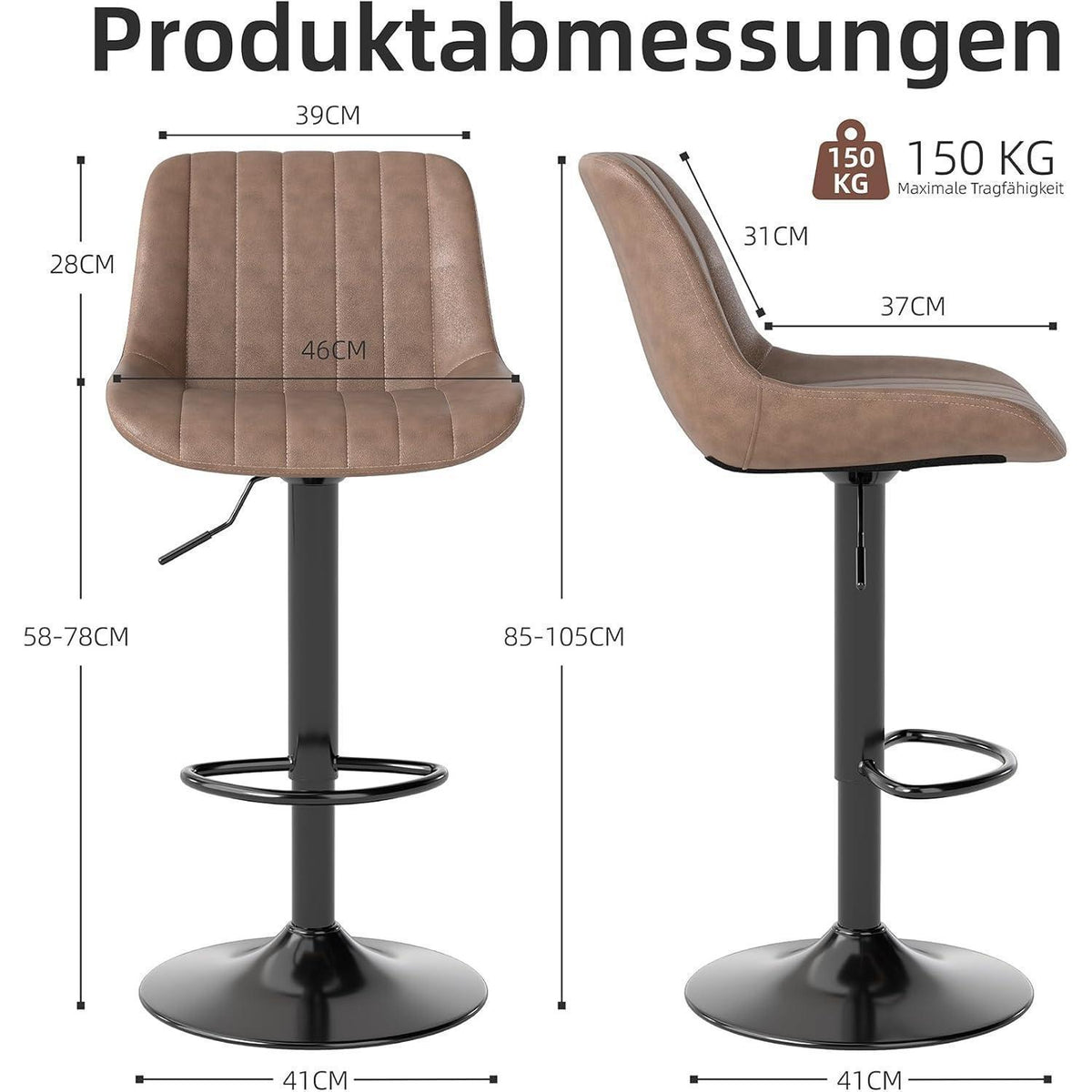 Drehbare Barhocker Set Braun – Höhenverstellbar & Komfortabel