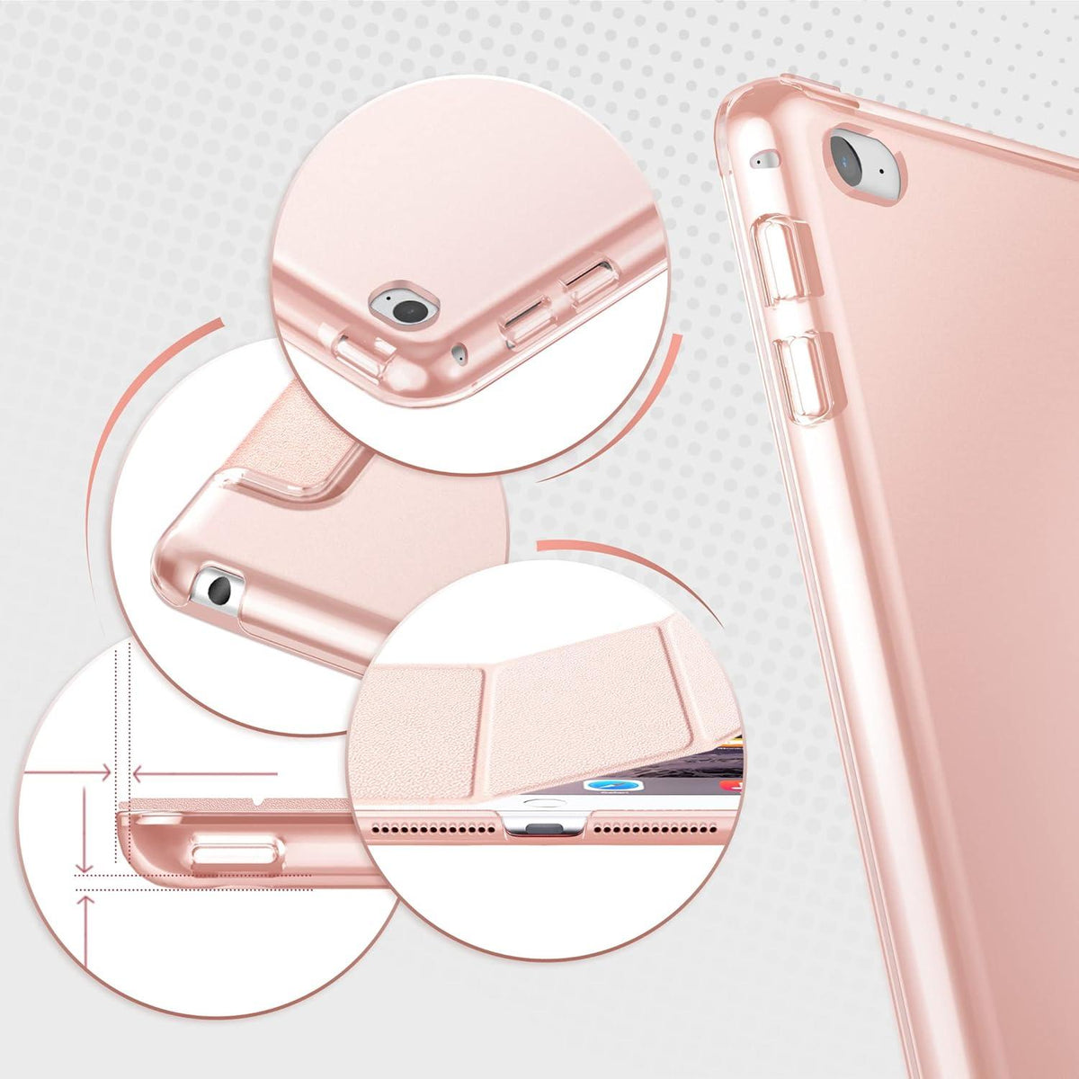 EasyAcc iPad Air 2 Hülle Roségold Ultra Dünn mit Standfunktion