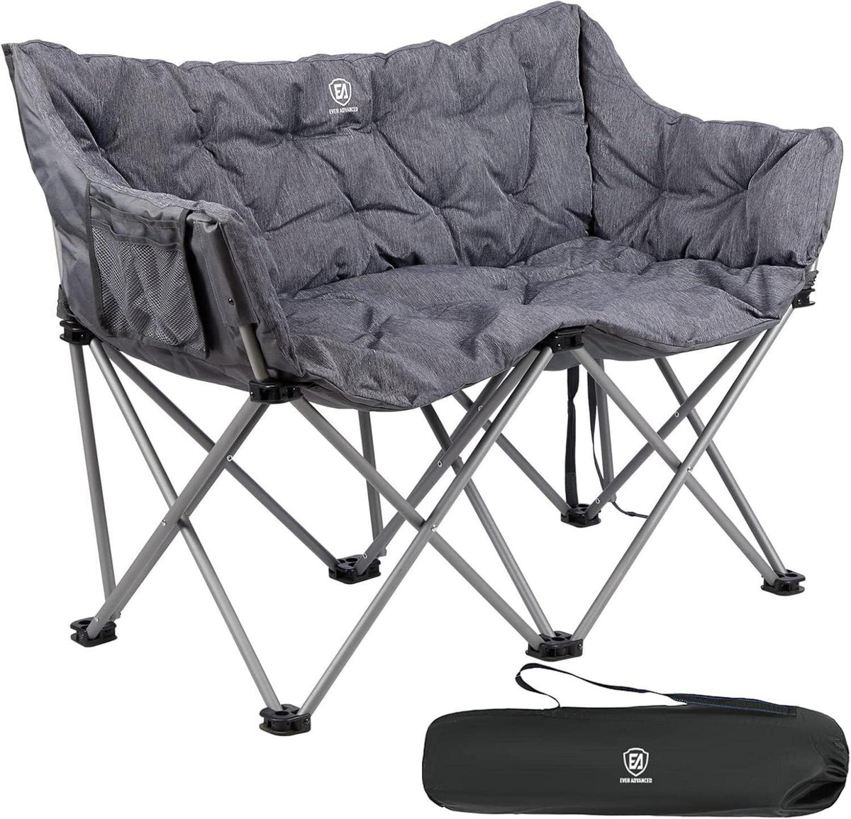 Faltbares Campingsofa für 2 Personen XXL Luxus 300KG Belastbar Grau