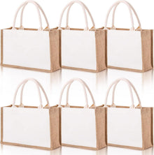 6er Set Jute-Tragetaschen wiederverwendbar mit wasserabweisender