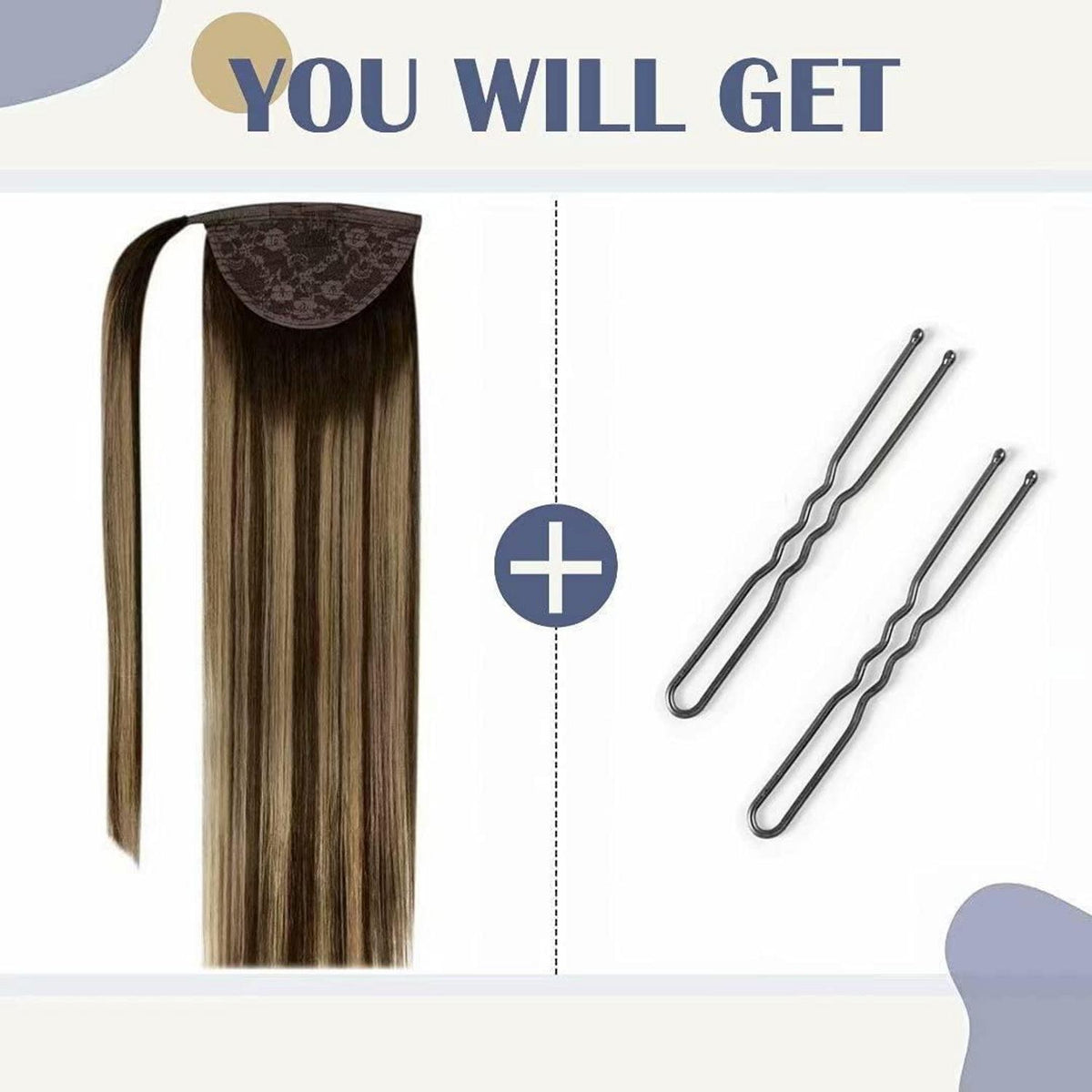 Echthaar Pferdeschwanz Extension Ombre Braun Blond 50cm