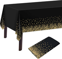Schwarze Goldene Einweg Party Tischdecke 137 x 274cm Punkte