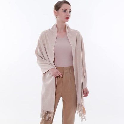 Warmer Pashmina Schal Damen Beige - Festliche Stola & Wintertuch