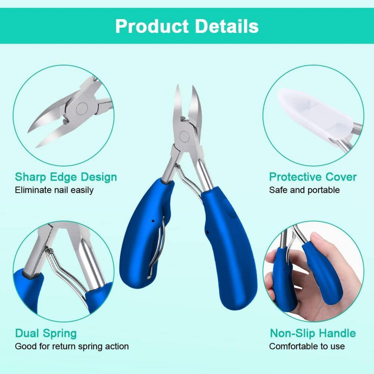 Professionelle Nagelzange Nagelschere Nagelknipser aus Edelstahl Blau