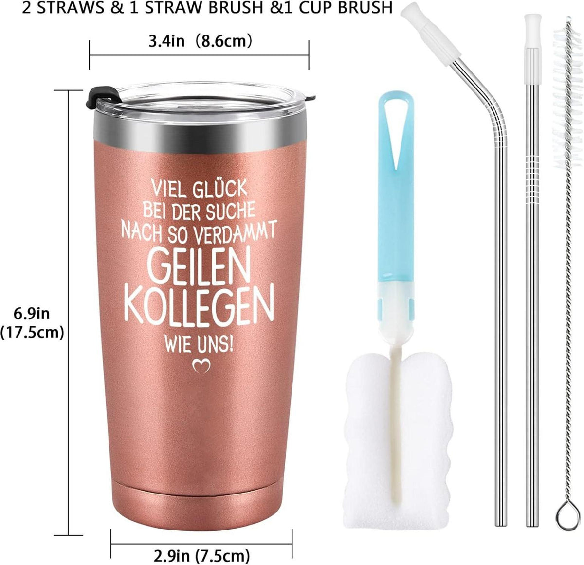 Abschiedsgeschenk Kollegen Jobwechsel - Lustige Tasse 600ml Weinbecher Silber