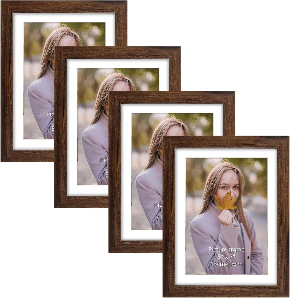 Braune Bilderrahmen 4er-Set 13x18 cm Passepartouts 15x20