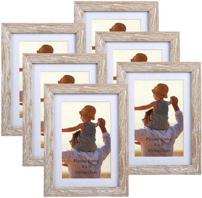 6er-Set Bilderrahmen 10x15 cm mit Passepartouts & Aufsteller