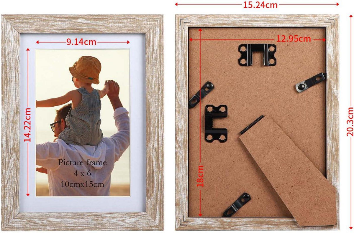 6er Set Natur Bilderrahmen 10x15 cm für Fotos, Wand- oder